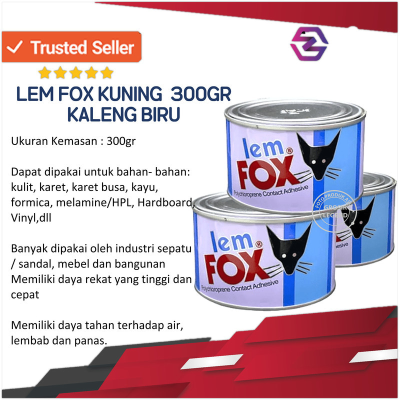 

Lem fox kuning kaleng warna biru - 300gr