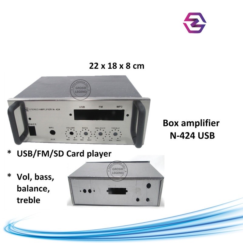 Box amplifier kosongan besi hitam usb N 424