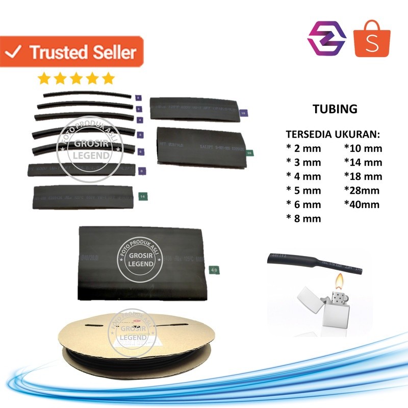 Selang isolasi selongsong bakar heatsrink heat shrink 8 mm hitam roll