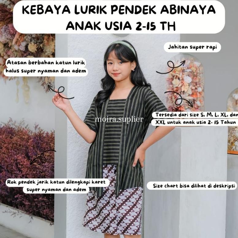 Big Sale Kebaya Lurik Set Abinaya Kebaya Anak Perempuan Lengan Pendek Rok Pendek Mega Sale