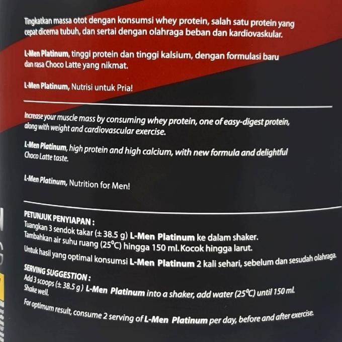 L-Men Platinum Whey 800 grams Protein L Men LMen Susu Gym Fitness BPOM H85M