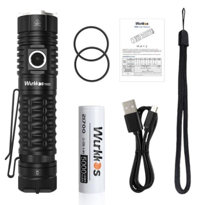 Produk Viral Wurkkos Ts22 Cree Xhp70.2 4500 Lumens 191 Meter Senter Led Flashlight