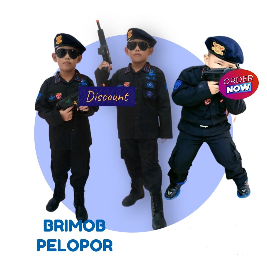 Baju seragam Brimob Hitam Baju Polisi Brimob Hitam Kostum profesi Brimob hitam Seragam brimob hitam