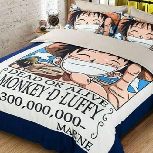 Bebas Custom Selimut + Sarung Bantal Anime One Piece Naruto Dragon