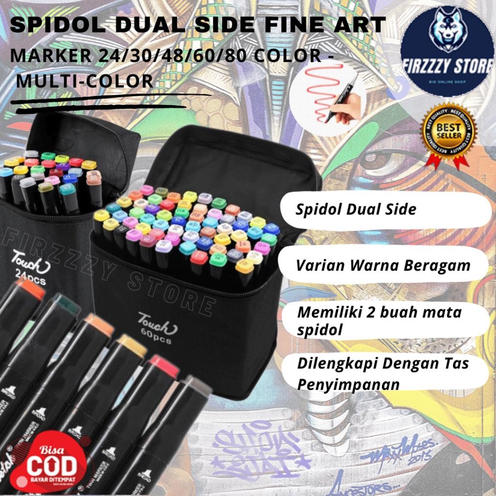 

SPECIAL Spidol Warna Sketsa Dual Side Fine Art Marker Brush Pen Animation isi 12/24/30/48/60/80 Smooth Ink Multi Color ia-76