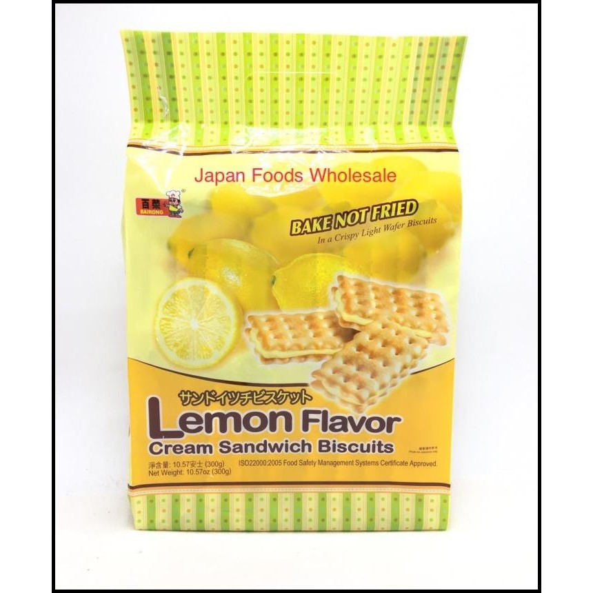 

Bairong Lemon Flavor Cream Sandwich Biscuit / Biskuit Impor / Cemilan