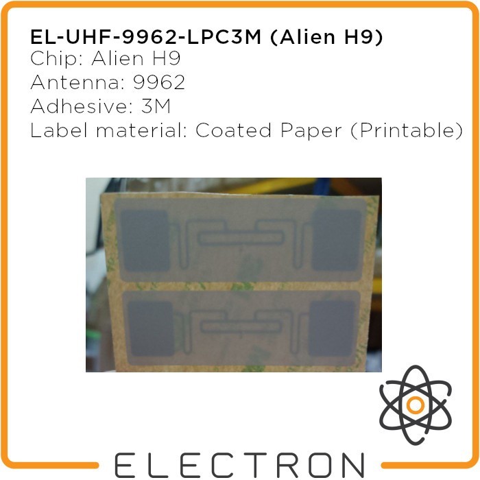 

EL-UHF-9962-LPC3M Alien H9 RFID Label Coated Paper Long Range H9962