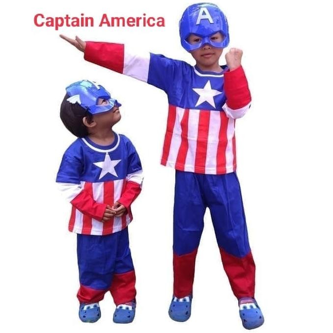 CR - Kostum Kapten Amerika - Baju Superhero captain america - BAJU TIDUR captain america - Baju Tope