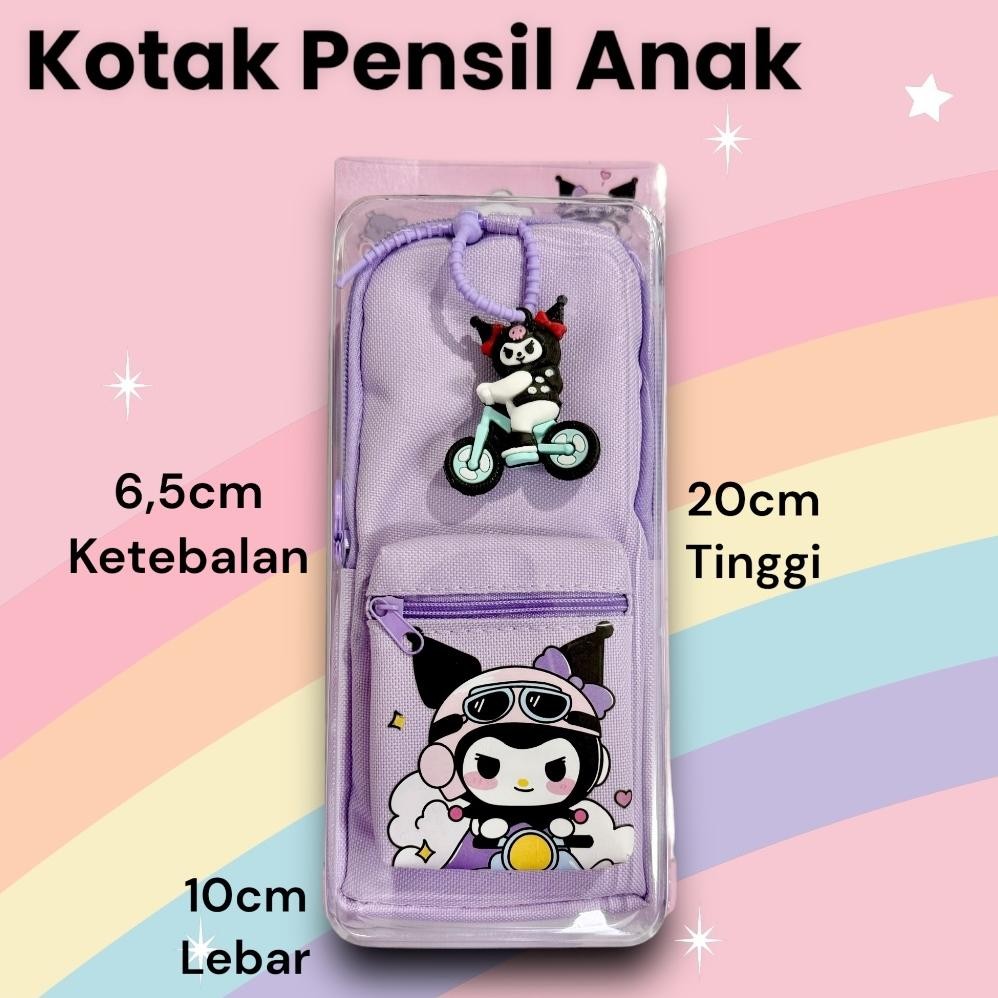 

Trt Kotak Pensil Kuromi Melody tempat pensil Sekolah Anak Gambar Sanrio free Boneka gantungan 3D double seleting penyimpanan gambar lucu TERLARIS