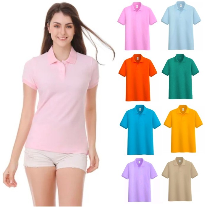 HEMAT Baju Kaos Wanita Polo Kerah Polos/kaos Wanita Polo Lengan Pendek