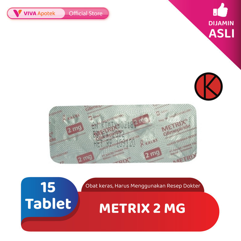 Metrix 2 mg / Glimepiride / Diabetes / Gula Darah (15 Tablet)