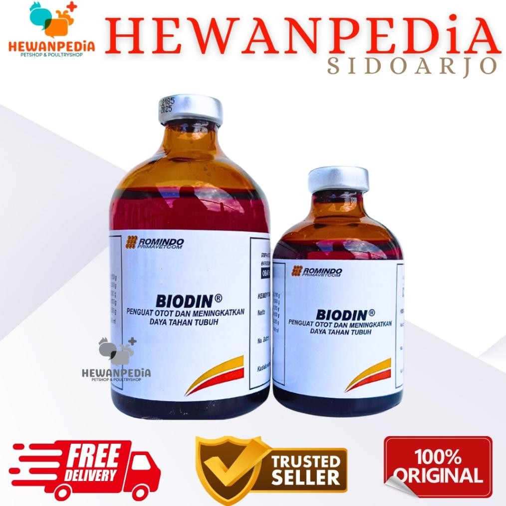 Cuci Gudang Biodin 50 Ml 100 Ml Romindo Injeksi - Penguat Otot Dan Peningkat Imun Tubuh Hewan Vitami