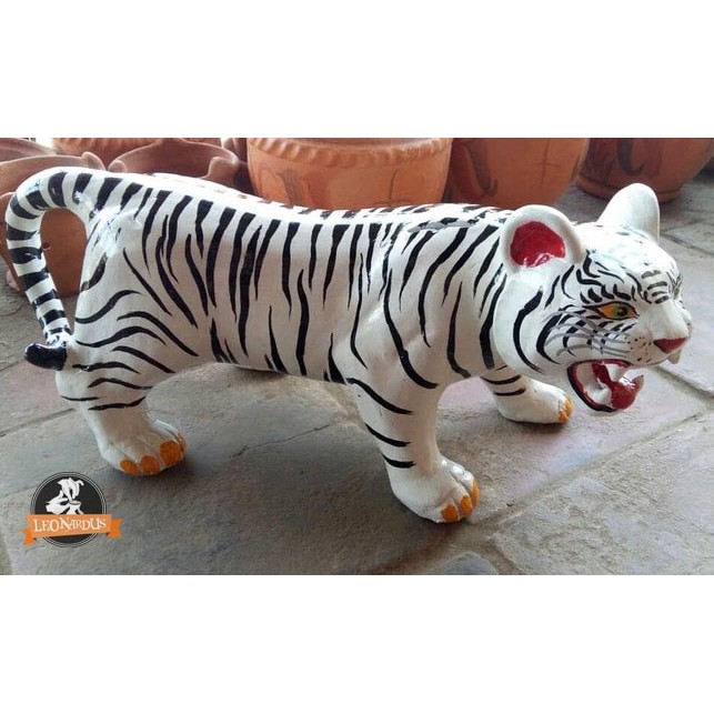 Han Celengan Harimau White Jumbo Gerabah Unik Tanah Liat Bakar