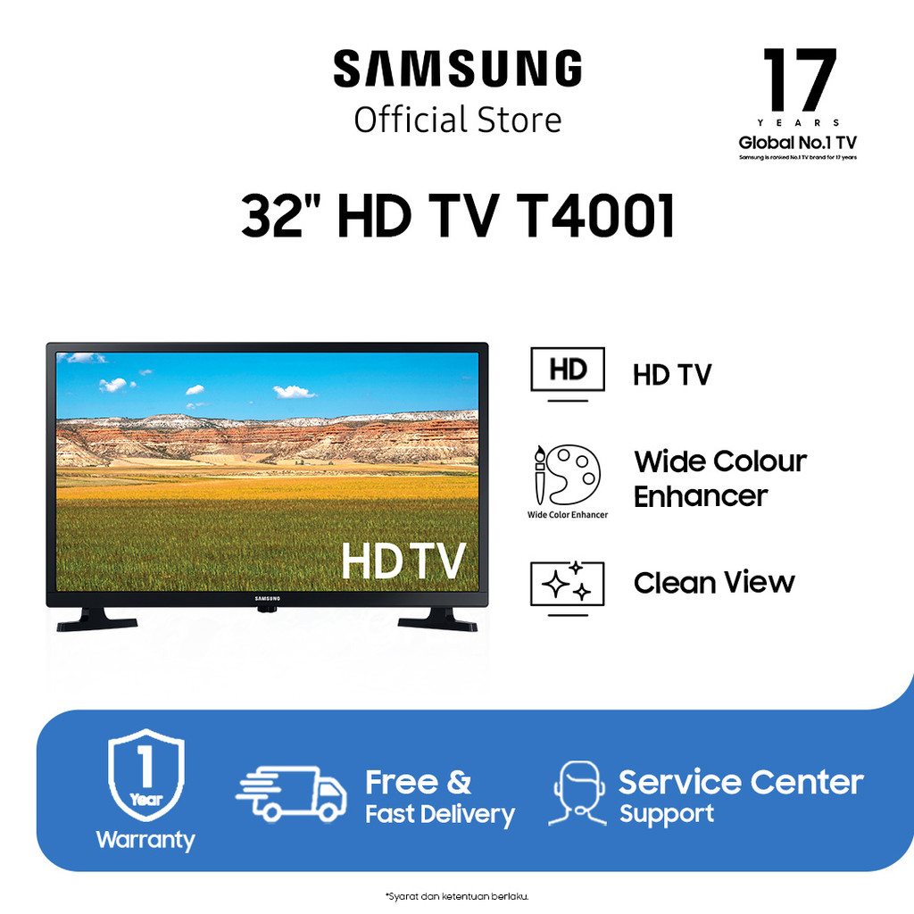 Samsung 32" HD T4001 TV | Clean View | Wide Colour Enhancer | UA32T4001AKXXD