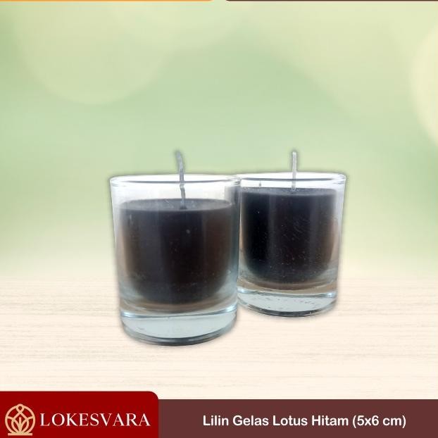~~~] Lilin Candles Gelas Lotus Stearin Wax Dekorasi Hitam 5x6cm