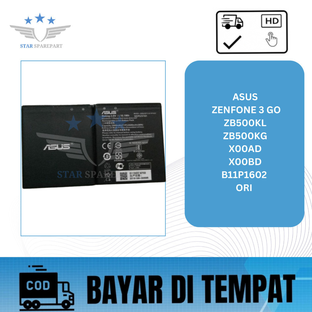 BATERAI ASUS ZENFONE 3 GO / ZB500KL / ZB500KG /X00AD / X00BD / B11P1602