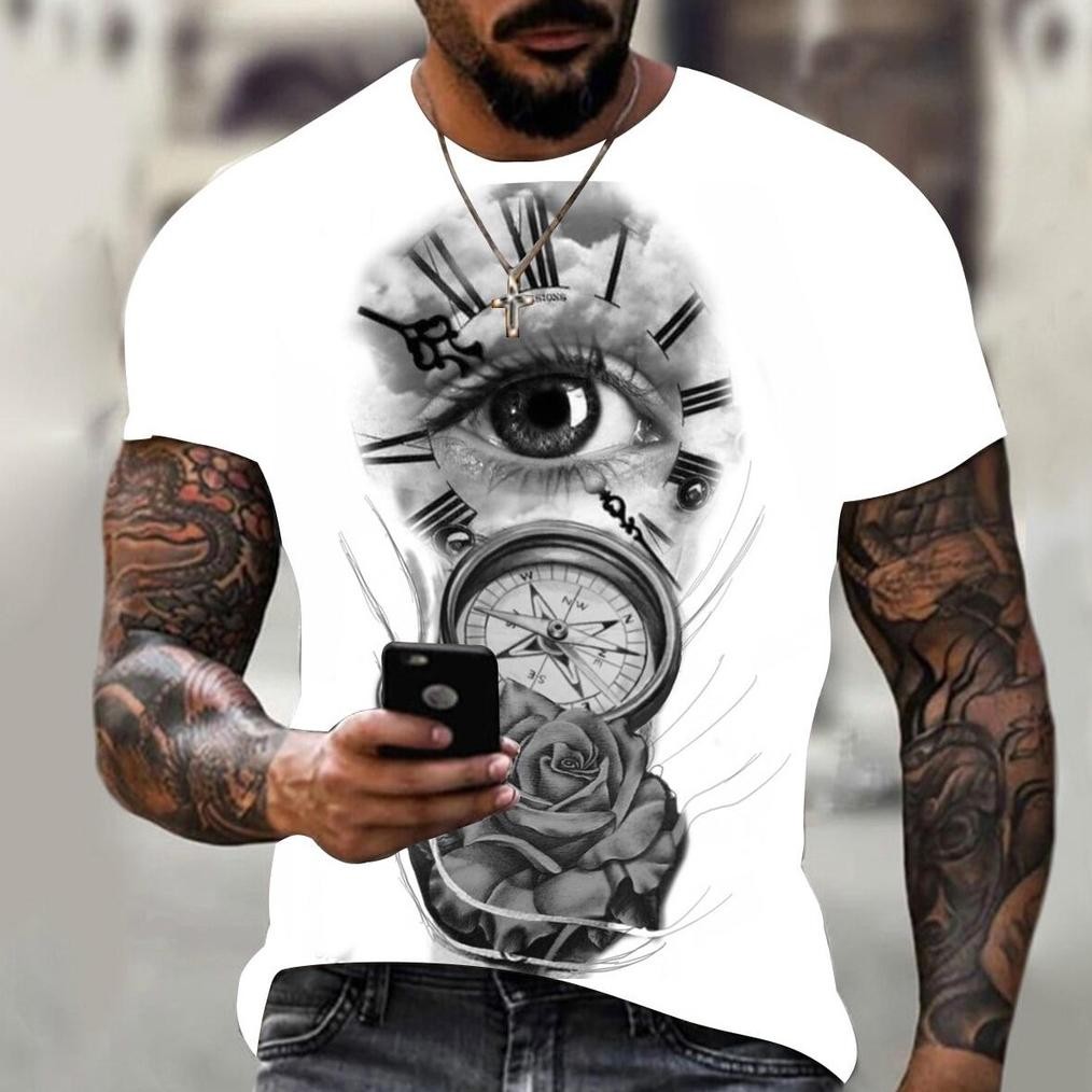 Limited Kaos Pria Modis Kaos Kompas Kaos Hip-Hop