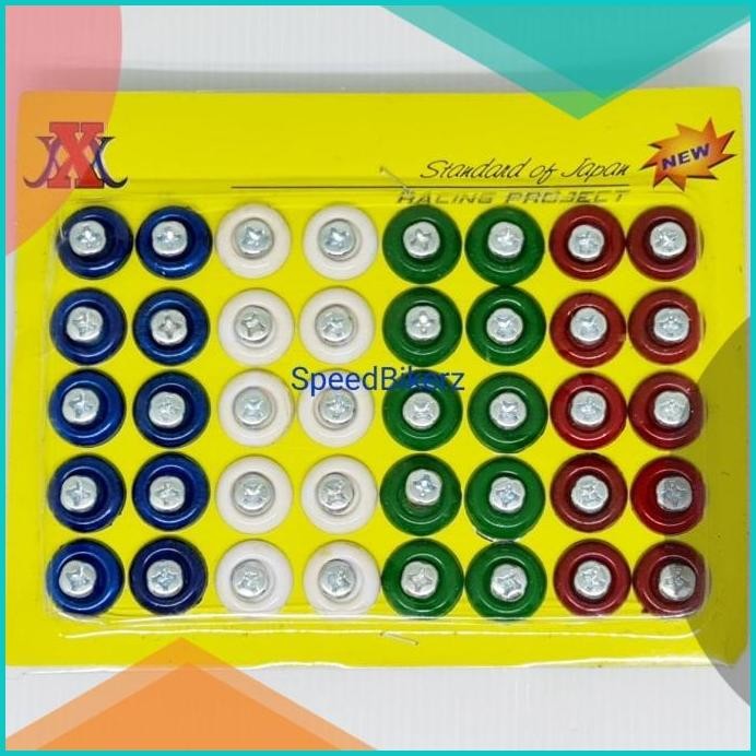 Baut Obeng Posh Plat Nomor isi 40pcs/Lempeng Baut Posh + Ring monel 8J