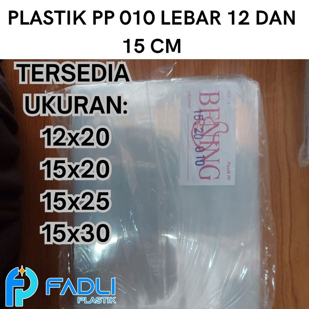 Kantong Plastik PP 010 ukuran 12x20 12x25 15x20 15x25 15x30
