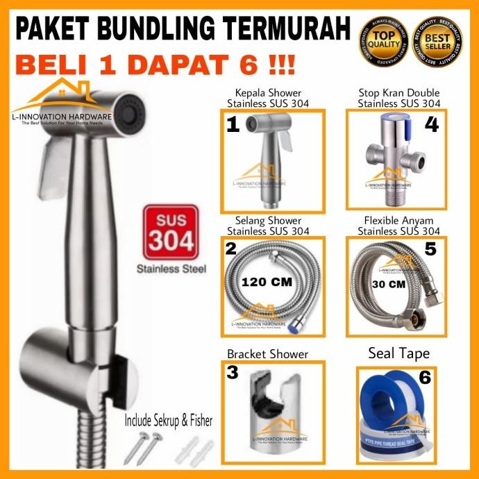 Jet Shower Toilet Stop Kran Air Cabang Selang Kloset Stainless SUS 304