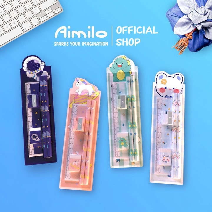 

[Ready] Aimilo 5In1 Pensil Set Alat Tulis Anak Lucu Dan Penghapus Untuk Tempat Pensil Buku Tulis