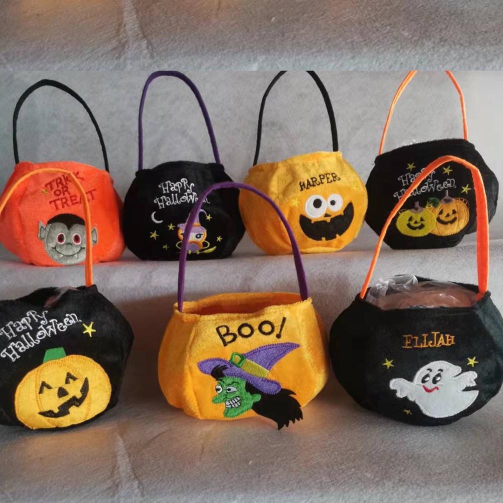 

TREND TABB TAS HALLOWEEN PUMPKIN LABU TRICK OR TREAT GOODIE BAG FLANEL BULU KAIN SALE