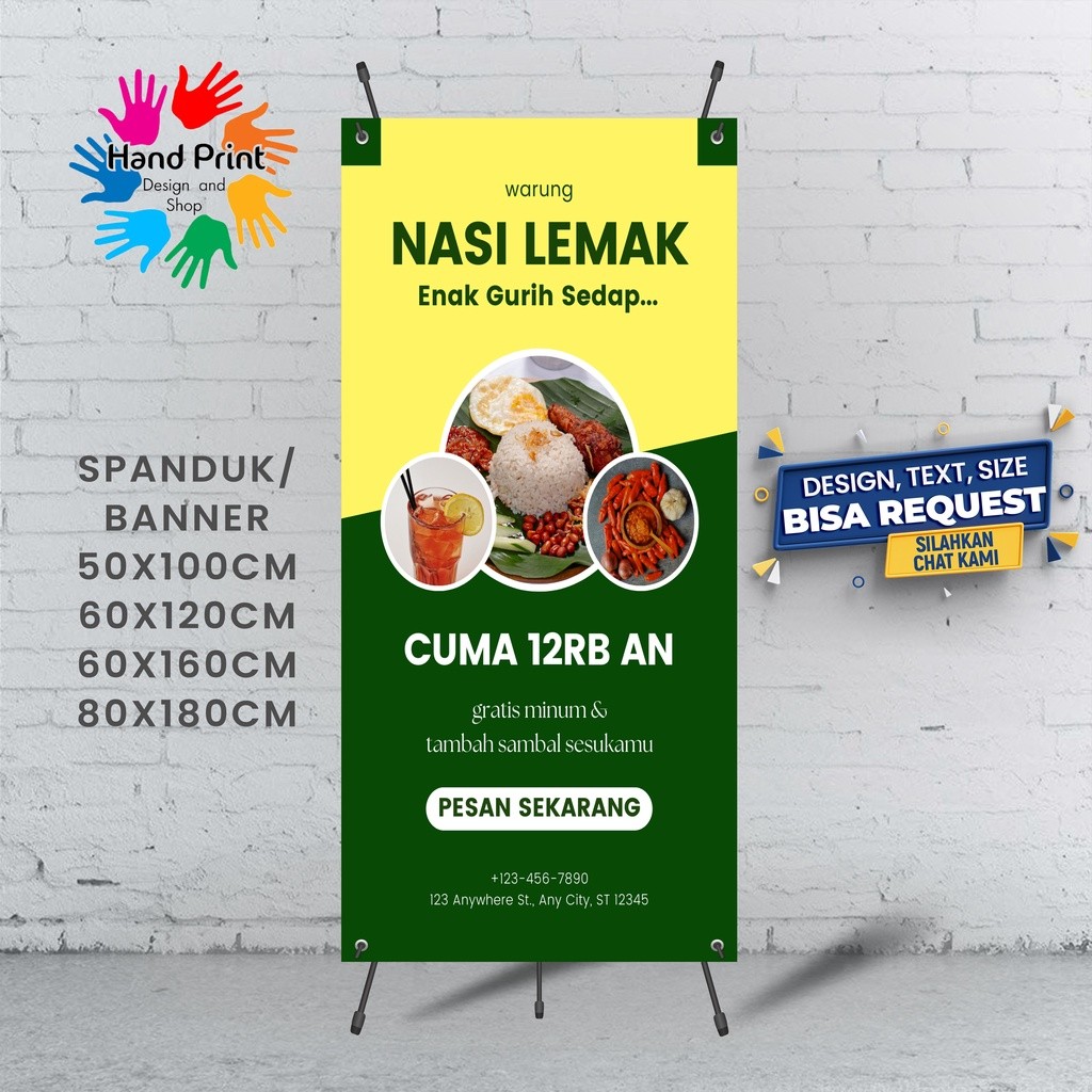 SPANDUK BANNER Nasi Lemak Ayam Geprek dan Ikan Bakar Bisa Request Desain
