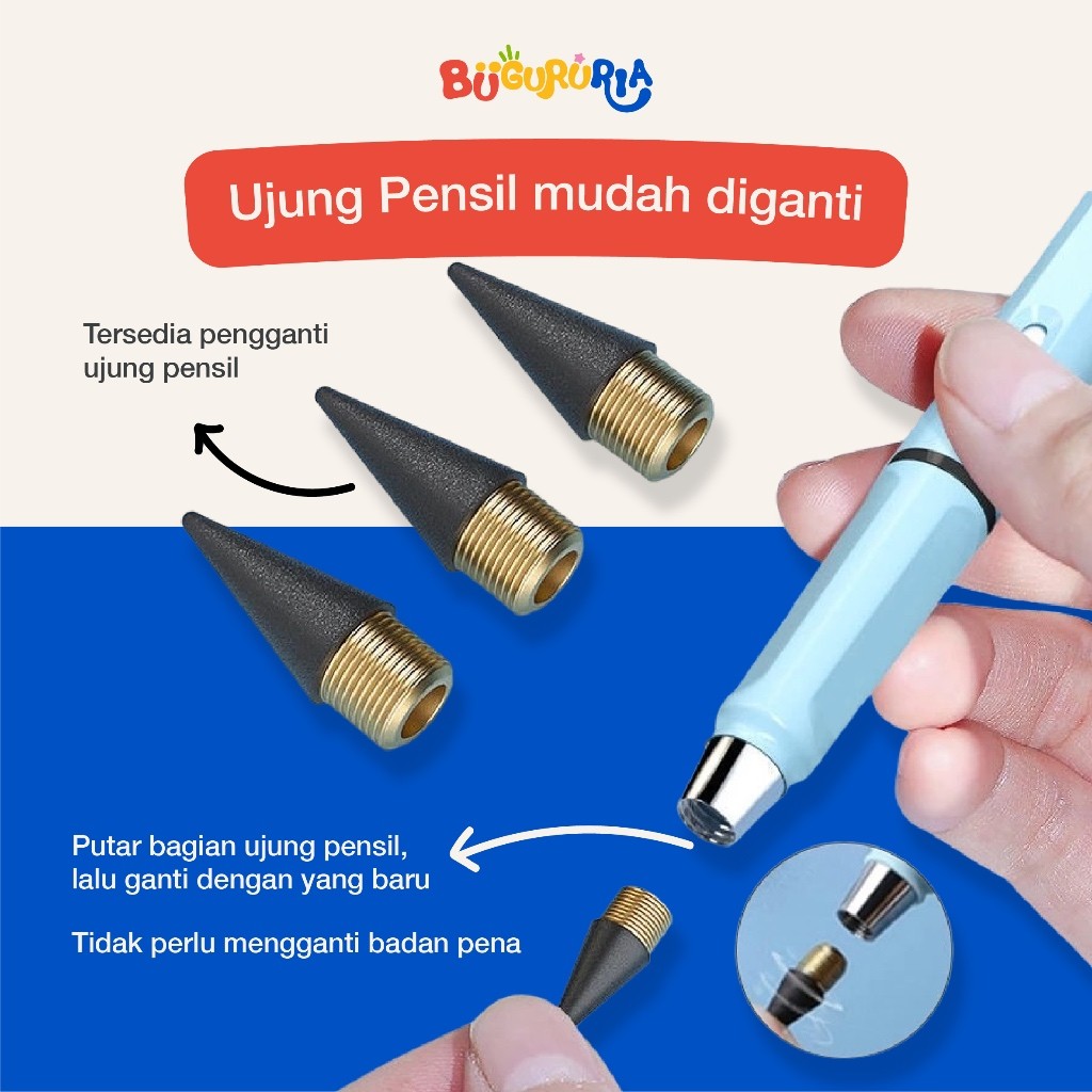 

Bu Guru Ria - Pensil Abadi Eternal + Penghapus / Pensil Tanpa Batas / Pensil Eternal Plus Eraser /