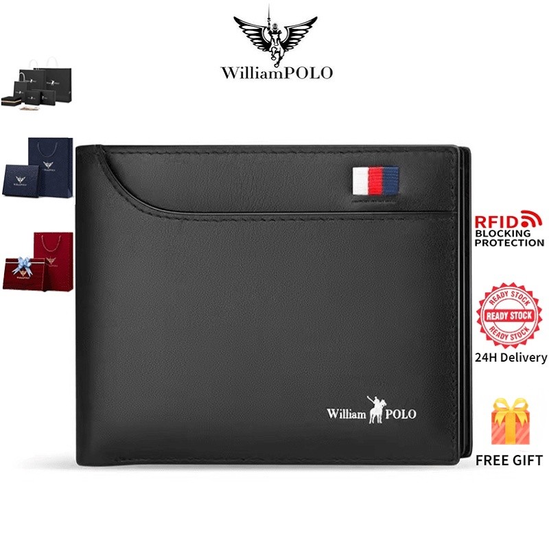 Dompet Pria WilliamPOLO Dompet Pendek Kulit Tas Kartu Kapasitas Besar Tas Multifungsi All-in-one |HH