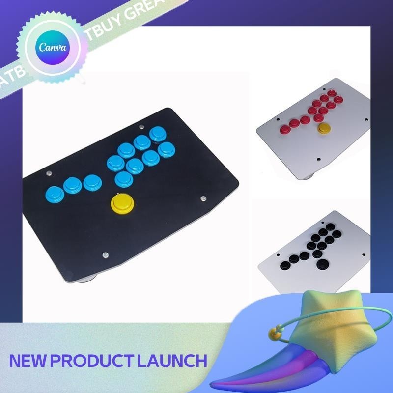 greatbuy Kontroler DIY Tombol Penuh Stik Pertarungan Arcade Kontroler Game Joystick Gaya Hitbox untu