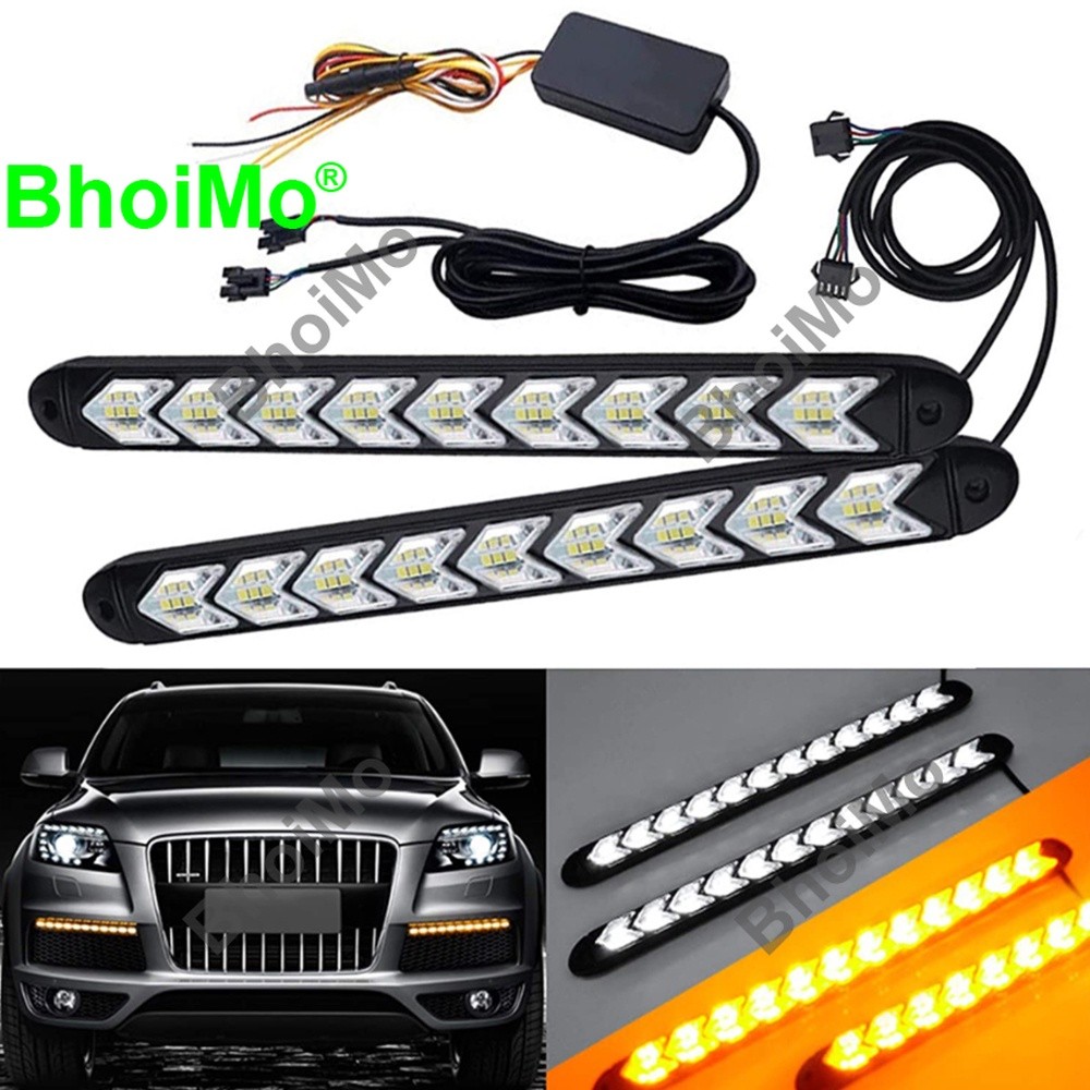 BhoiMo 2PCS Tahan Air Sorot Panah Lampu Siang Hari LED 6SMD 9SMD 12SMD DRL Mobil Lampu Sein Bar Lamp