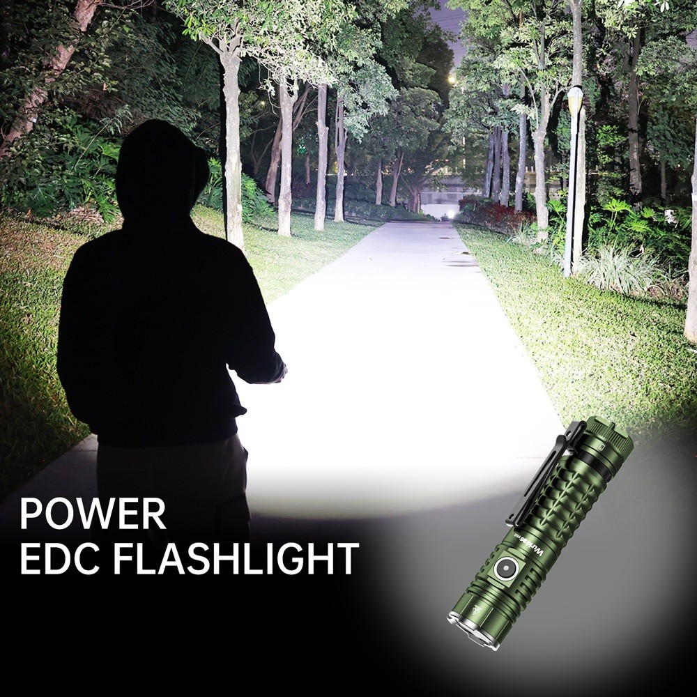 Wurkkos TS22 Hijau USB C Senter LED 21700 Isi Ulang XHP70.2 Kuat 4500LM IP68 dengan Ekor Magnet & Pe