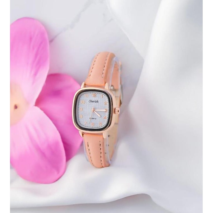 Axnat Jam Tangan Wanita Pria Couple Polos Casual Dial Segi Fashion Analog Quartz Simple Strap Kulit 