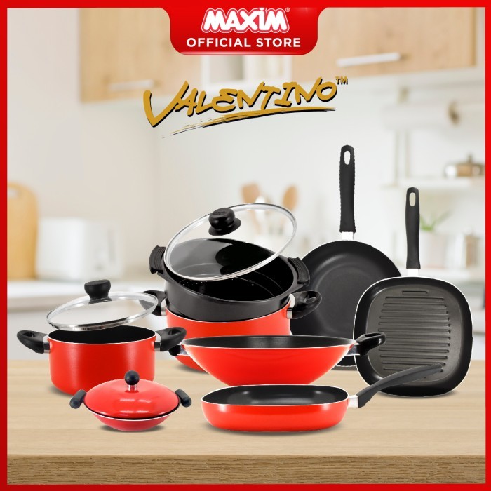 NEW SERIES MAXIM VALENTINO WAJAN PENGGORENGAN TEFLON ANTI LENGKET 30CM WOK ORIGINAL QUALITY