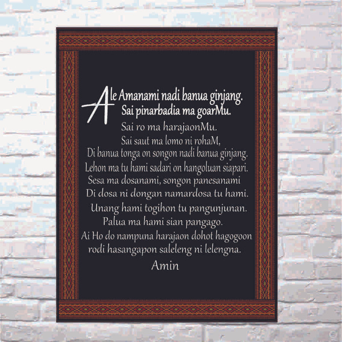 Doa Bapa Kami Bahasa Batak Size 40X30 Cm Type Frameblok