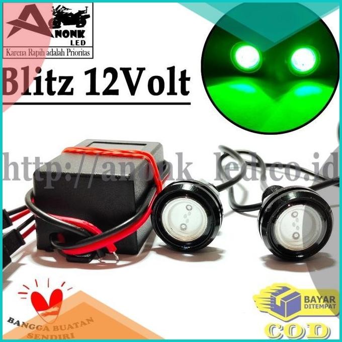 Lampu Led Blitz Pesawat 12v/Lampu Blitz Kedip Pesawat 12v - HIJAU 8JVL