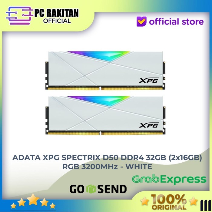 ADATA XPG SPECTRIX D50 DDR4 32GB (2X16GB) RGB 3200MHZ - WHITE