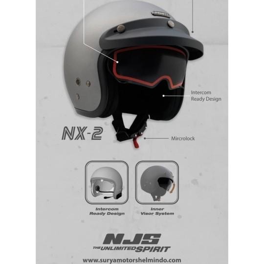 Helm Njs Retro Nx-2 Helm Inner Visor Helm Ada Dudukan Intercom