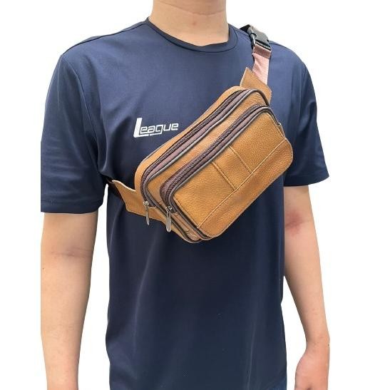 Tas Selempang Kulit Asli Import Pria Multifungsi / Tas Pinggang Import Pria Kulit Asli / Tas Hp Pria