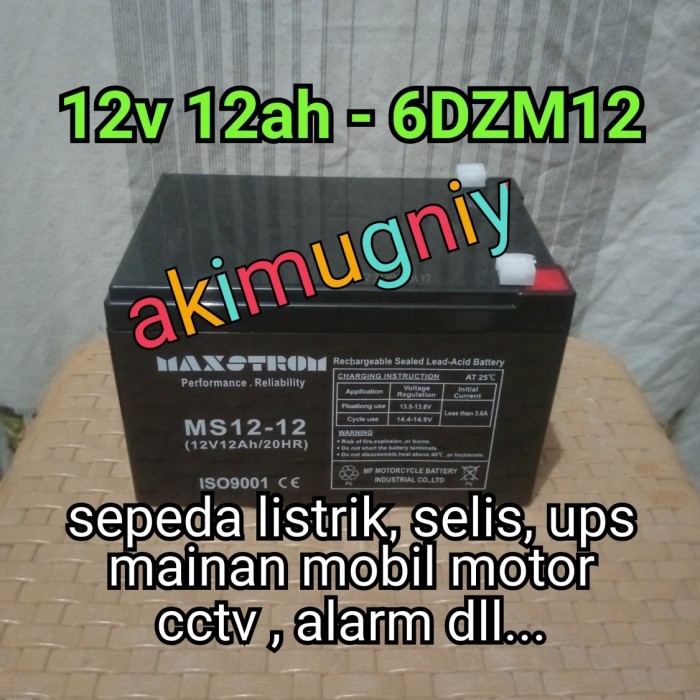 aki baterai kering vrla mf 12ah 12v sepeda listrik mainan ups gs yuasa