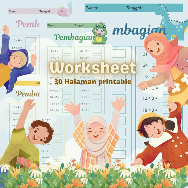 

Worksheet Lembar Kerja Pembagian 1 s.d 10 printable tinggal print