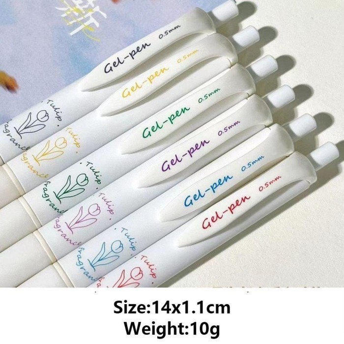 

Vee Karen 6Pcs/Set Gel Pens Perlengkapan Kantor Sekolah Tulip Dekorasi