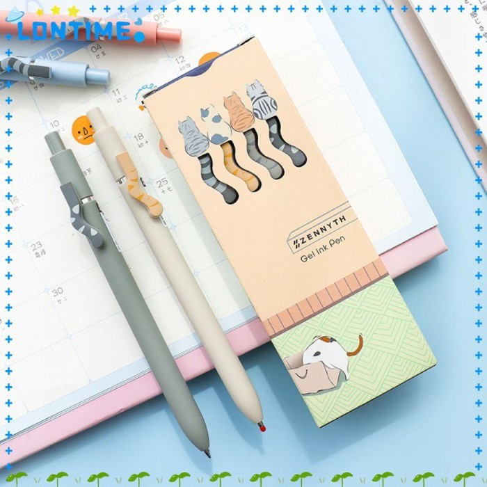 

Vee Lontime 4Pcs /Set Pena Gel Perlengkapan Kantor Sekolah Kartun Dengan
