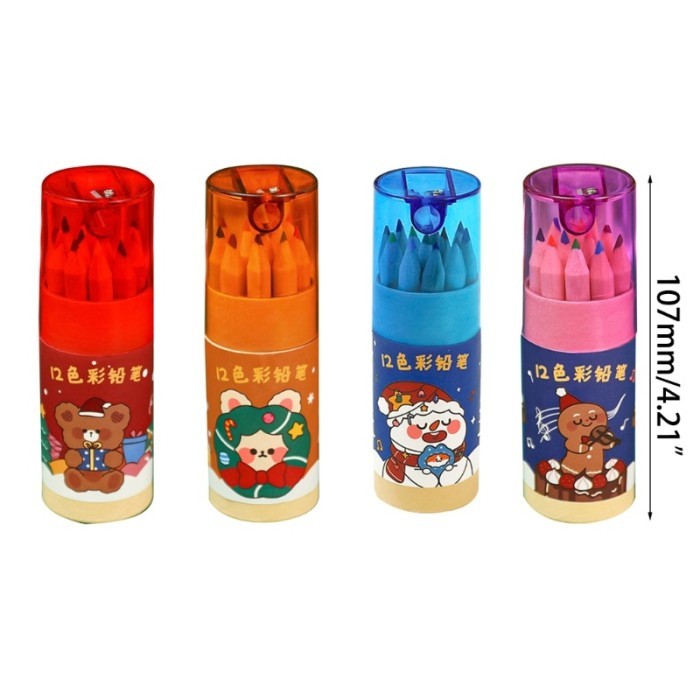 

Vee Ran 12Pcs Pack Pensil Warna Anak Perlengkapan Sekolah Alat Tulis Barel