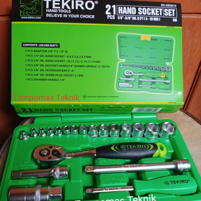 KUNCI SOK TEKIRO 21 PCS DR.1/4" - 1/8" HAND SOCKET SET TEKIRO ORIGINAL