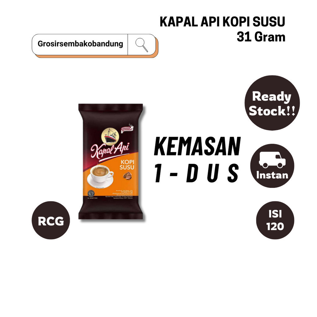 

KAPAL API KOPI SUSU RCG 10X31g - 1 DUS - KOTA BANDUNG