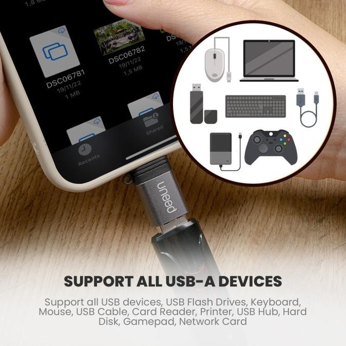 Uneed Lightning Otg Usb Adapter Converter Iphone Ipad Plug & Play