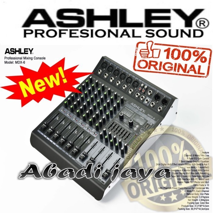 MIXER ASHLEY MDX6 6 CHANNEL MDX 6 / MDX-6 ORIGINAL