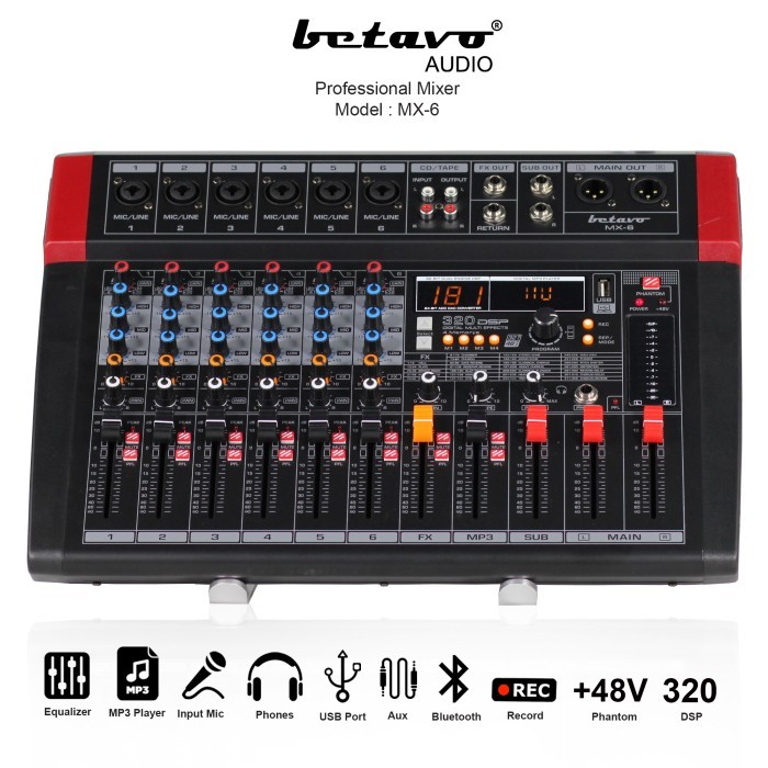 MIXER AUDIO BETAVO MX 6 PROFESSIONAL MIXER AUDIO 6 CHANNEL