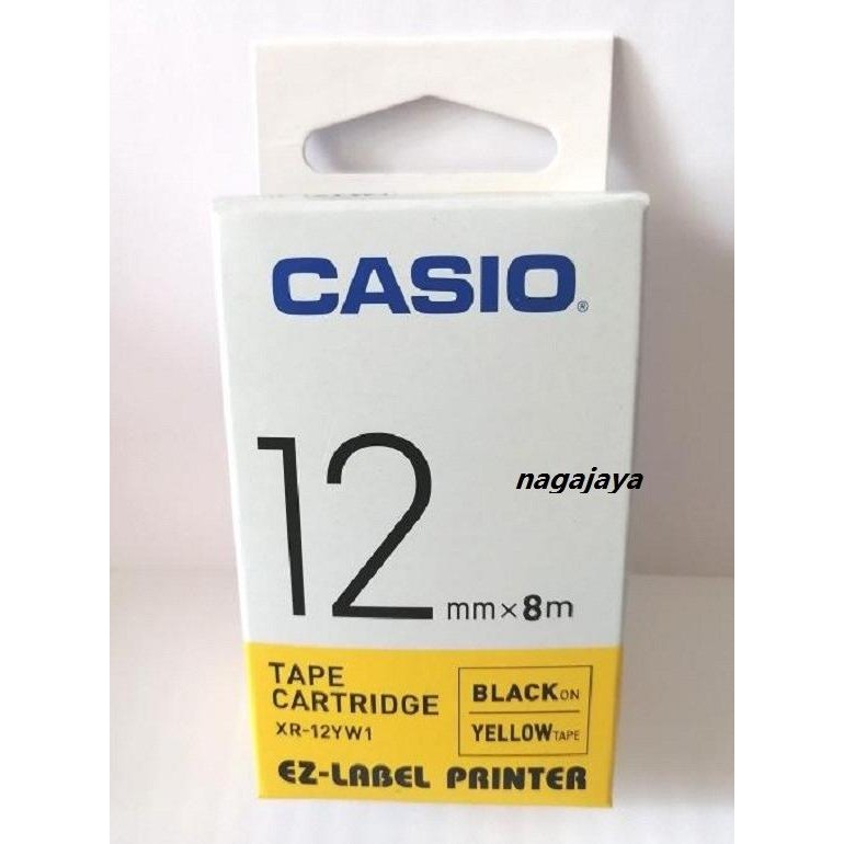 

ORIGINAL CASIO EZ-LABEL PRINTER TAPE, 12MM YELLOW KUNING XR-12YW1 ORIGINAL DAN TERPERCAYA